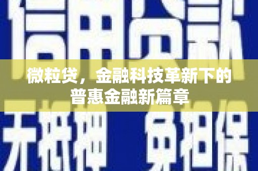 当涂微粒贷，金融科技革新下的普惠金融新篇章