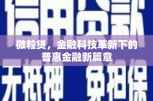 当涂微粒贷，金融科技革新下的普惠金融新篇章